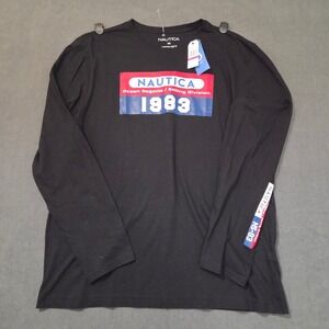 Nautica Mens Long Sleeve Graphic T-Shirt Black Ocean Regatta 1983 XXL NWT